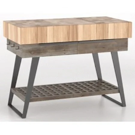 Customizable Kitchen Island with Butcher Block Top and Metal Legs